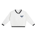 V-Neck Contrast Collar Boxy Sweatshirt