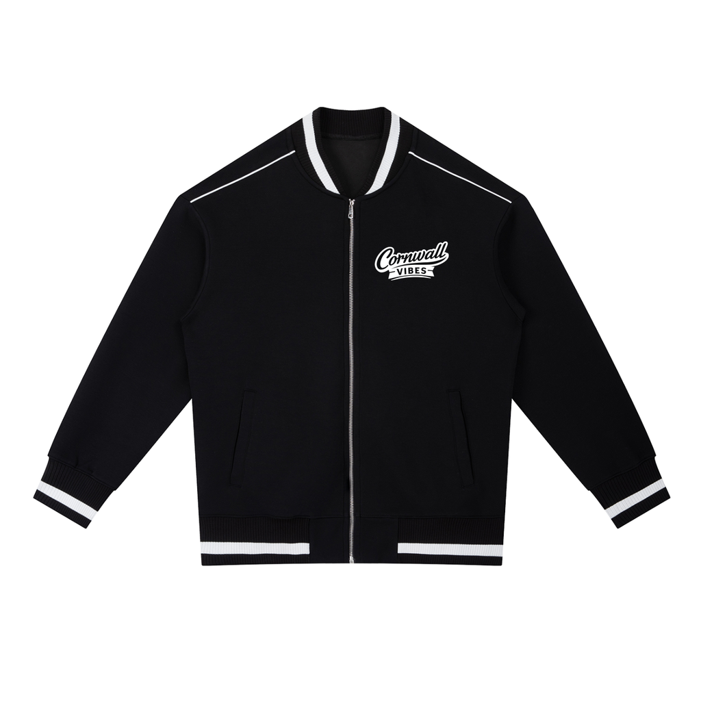 Contrast Piping Zip Bomber Jacket