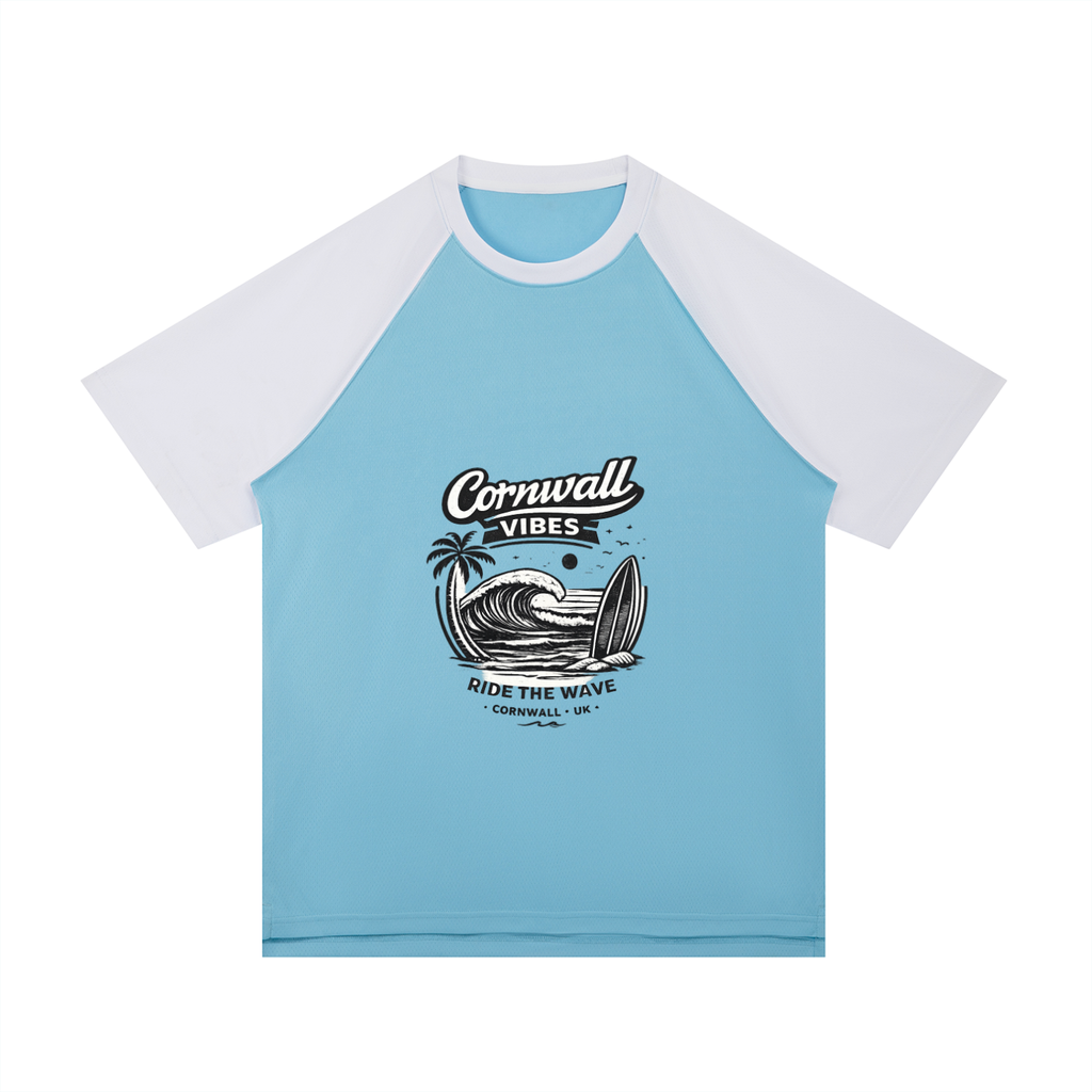Contrast Raglan Sleeve Mesh T-Shirt