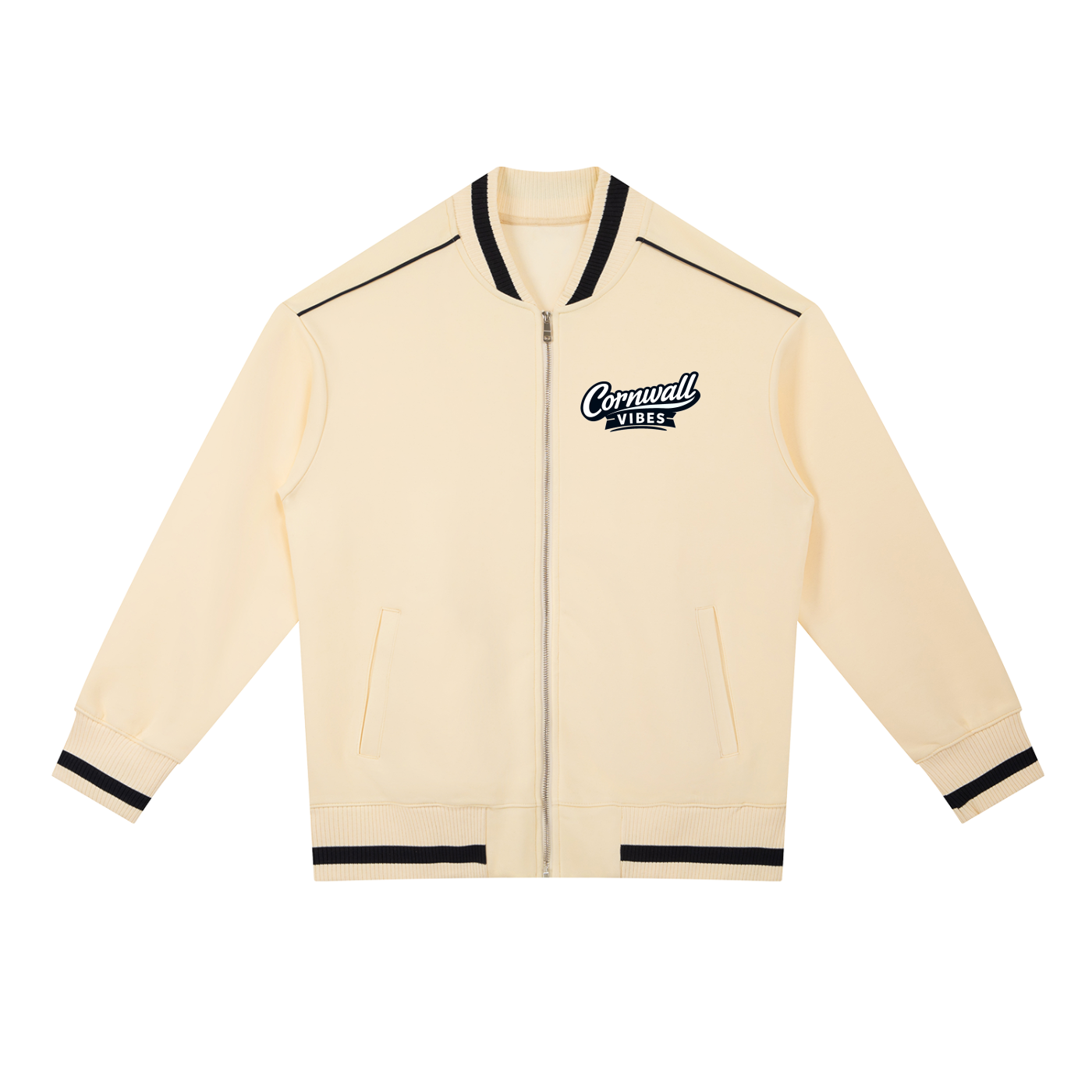 Contrast Piping Zip Bomber Jacket