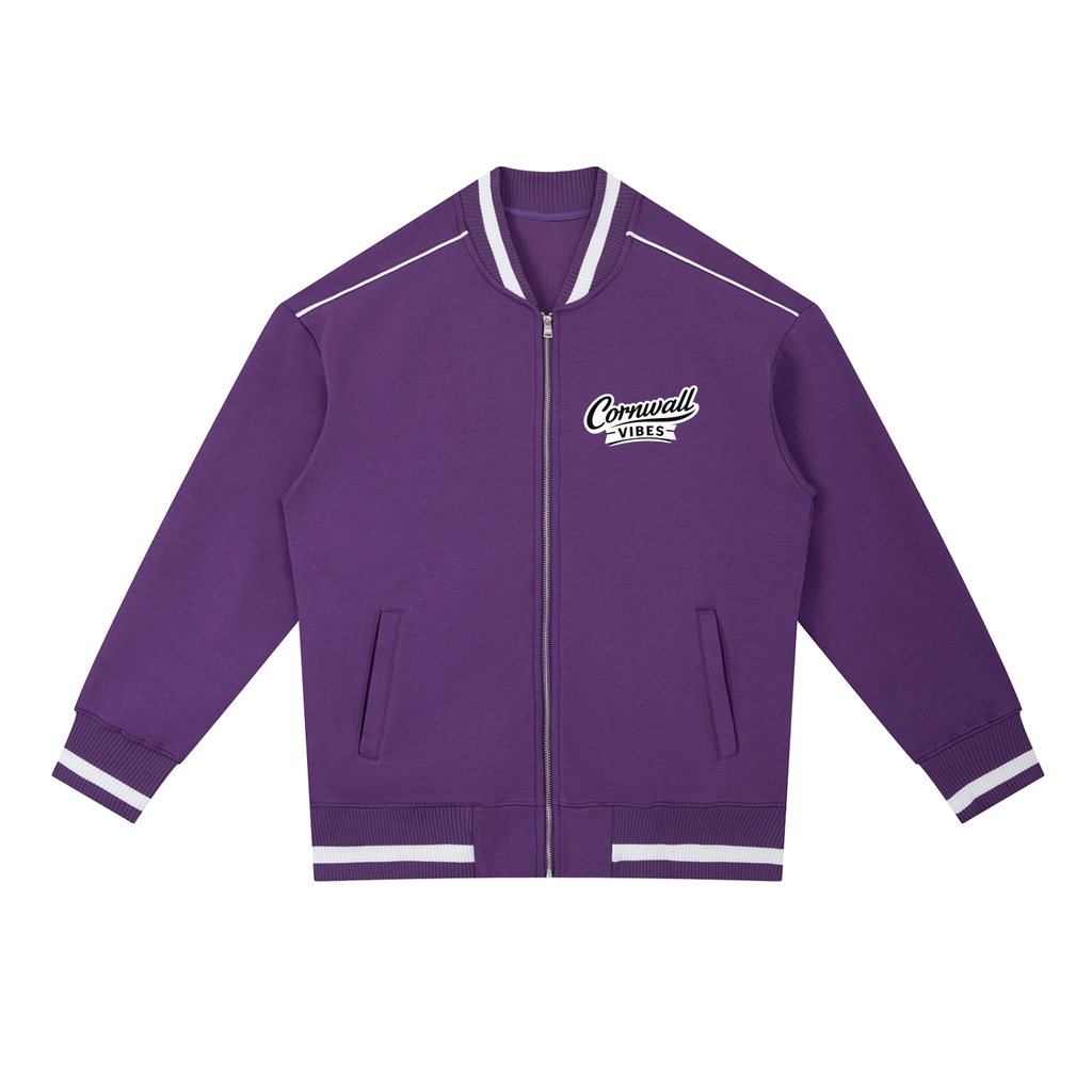 Contrast Piping Zip Bomber Jacket